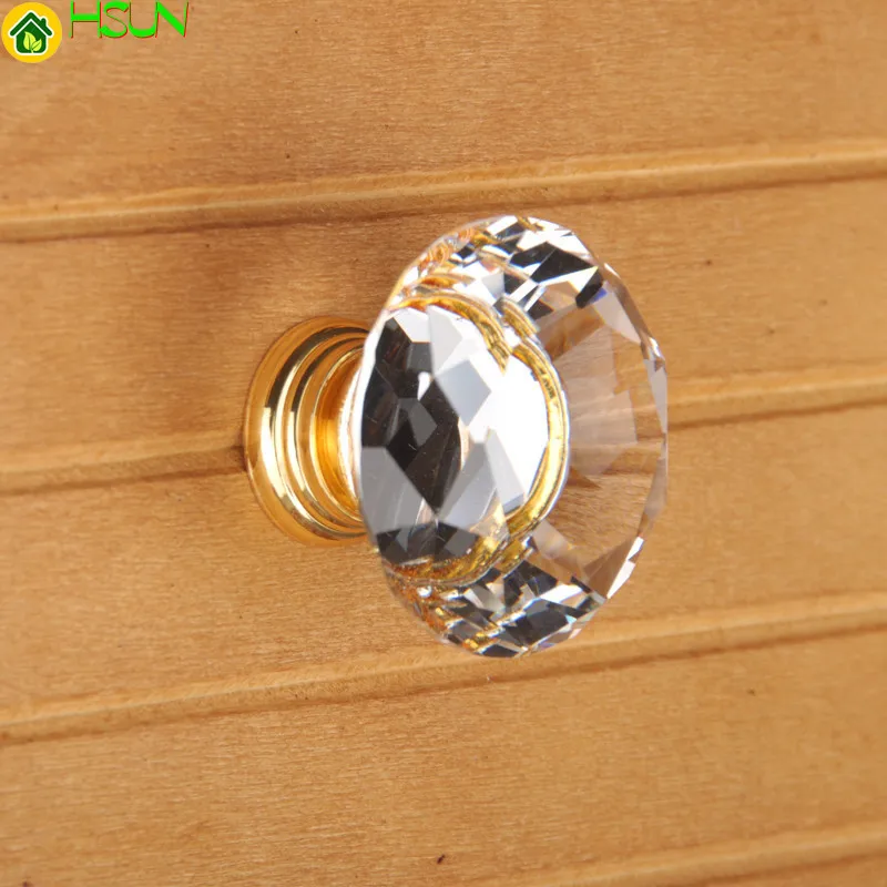 Furniture Hardware Knobs - Crystal Gold Cupboard Knobs Handle Pulls