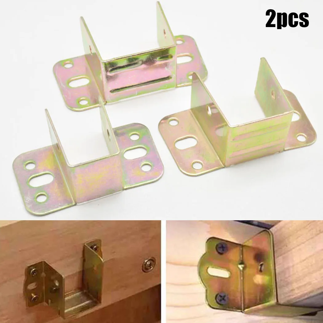 Furniture Interlocking Hardware - 2pcs U Shaped Metal Bed Bracket