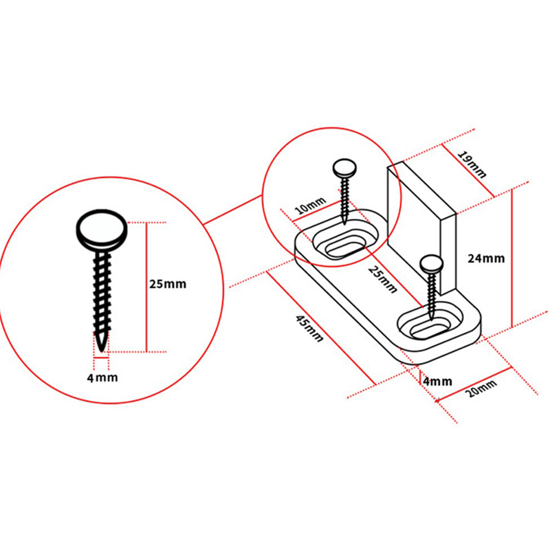Furniture Sliding Door Hardware - 2pc Sliding Floor Guide Adjustable Stay
