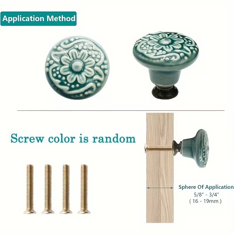 12pcs Ceramic Cabinet Knobs, F - огляд і ціна Furniture Interlocking Hardware