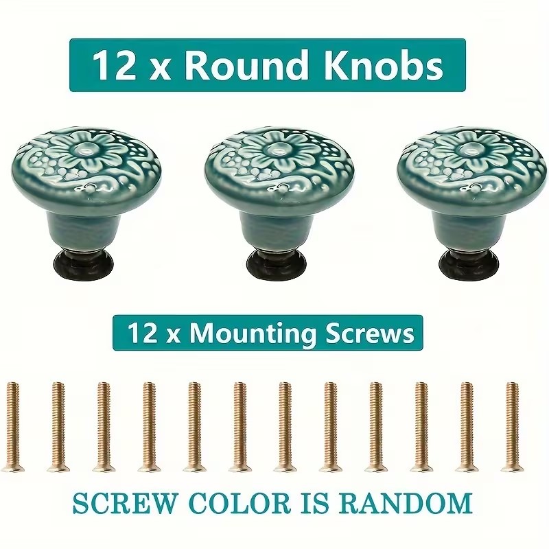 12pcs Ceramic Cabinet Knobs, F - огляд і ціна Furniture Interlocking Hardware